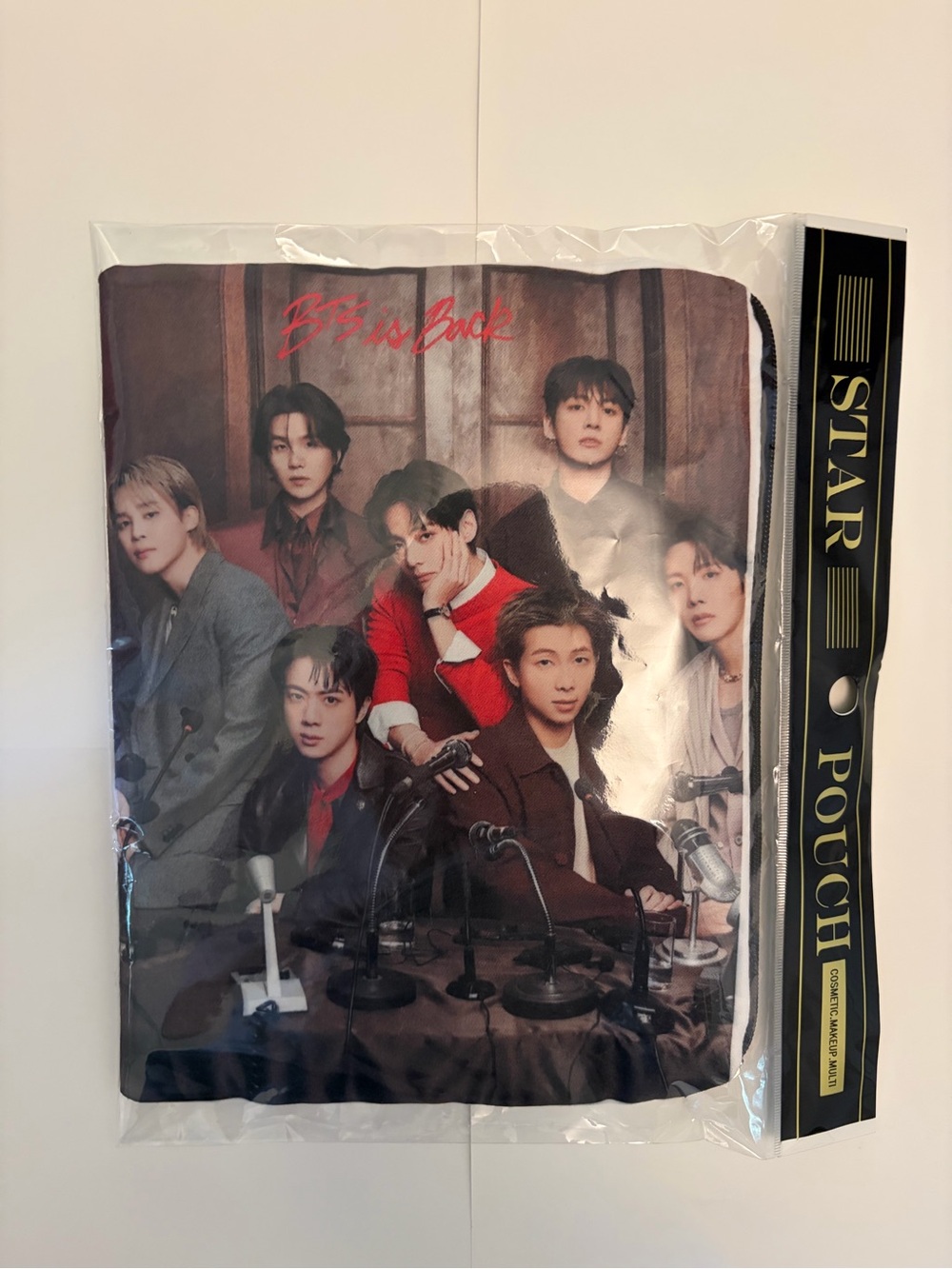 BTS Star Pouch Cosmetic Bag - Multicolor with Red Accent
